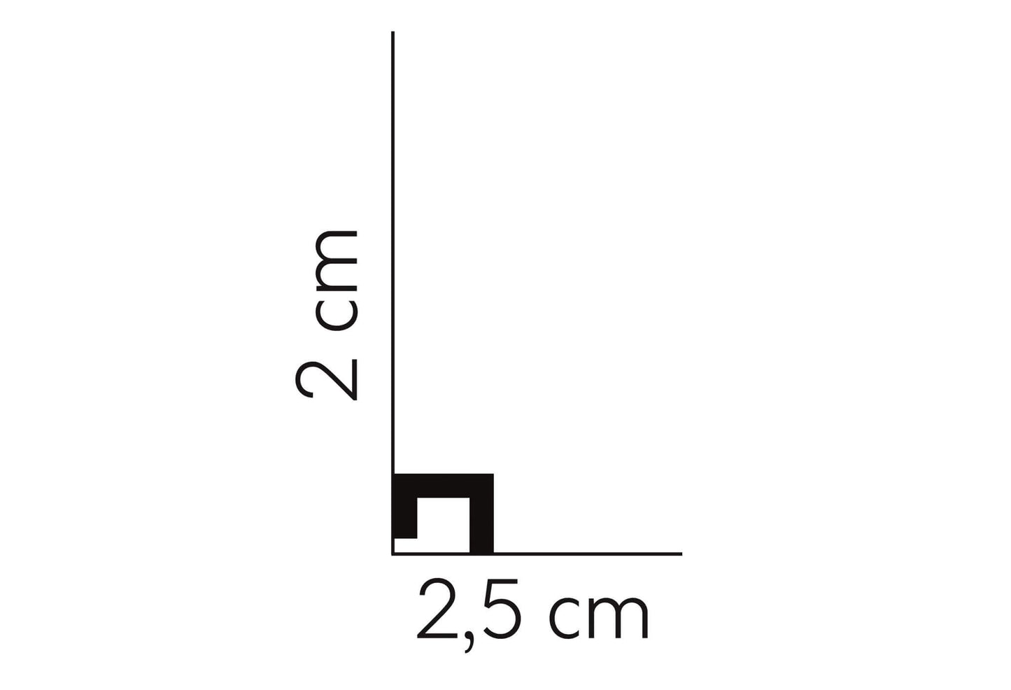 QL021P - Skirting Board 2cm height and 2.5cm depth
