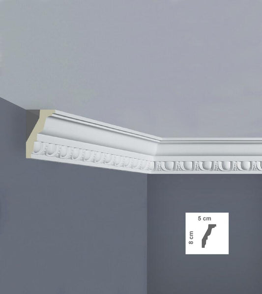 Graphic showing C3203 - Classic Coving's 8cm depth and 5cm width